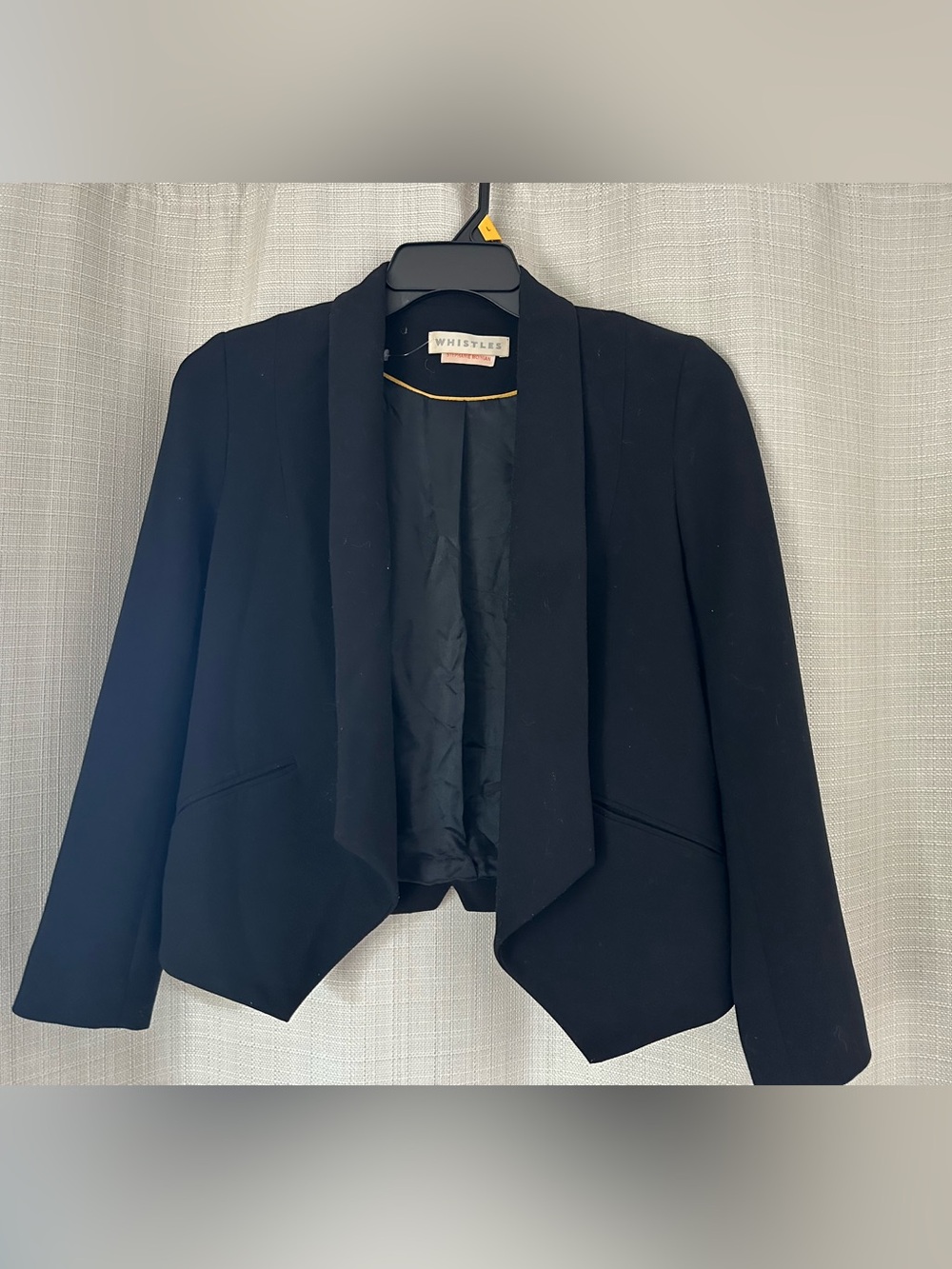 Whistles Black Open-Front Draped Blazer Jacket 4